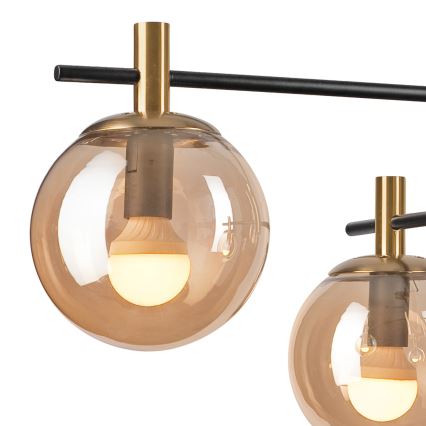 Chandelier on a pole LILOU 4xE14/5W/230V gold/black/smoky beige