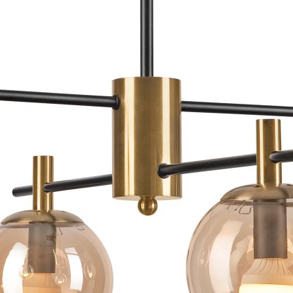 Chandelier on a pole LILOU 4xE14/5W/230V gold/black/smoky beige
