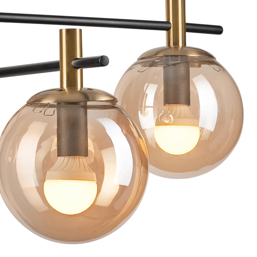 Chandelier on a pole LILOU 4xE14/5W/230V gold/black/smoky beige