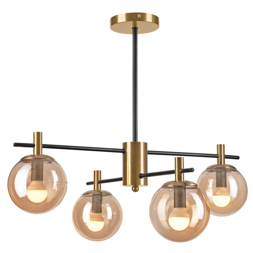 Chandelier on a pole LILOU 4xE14/5W/230V gold/black/smoky beige