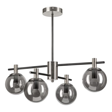 Chandelier on a pole LILOU 4xE14/5W/230V matte chrome/smoky