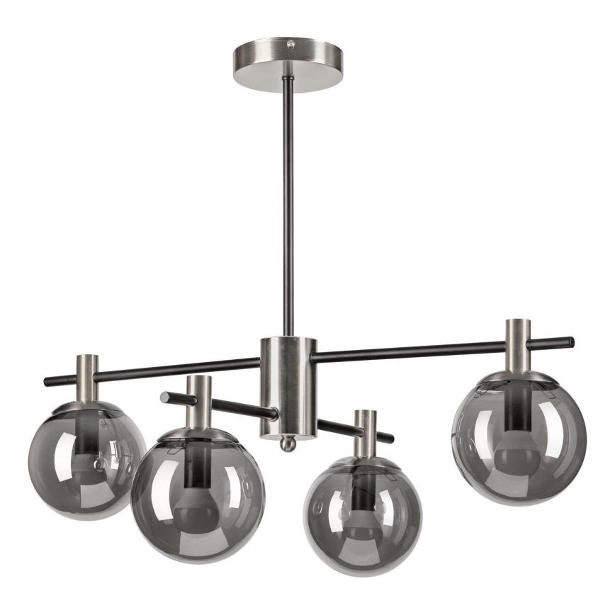 Chandelier on a pole LILOU 4xE14/5W/230V matte chrome/smoky