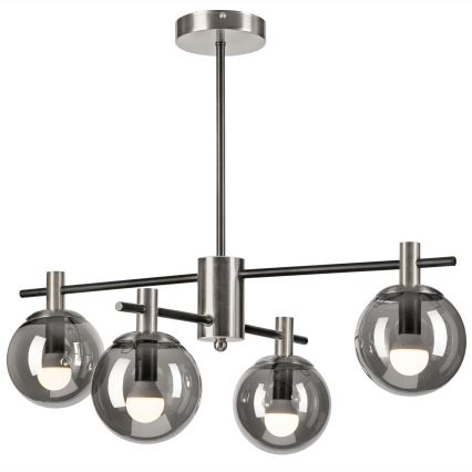 Chandelier on a pole LILOU 4xE14/5W/230V matte chrome/smoky