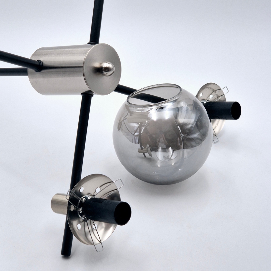 Chandelier on a pole LILOU 4xE14/5W/230V matte chrome/smoky