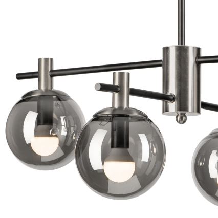 Chandelier on a pole LILOU 4xE14/5W/230V matte chrome/smoky