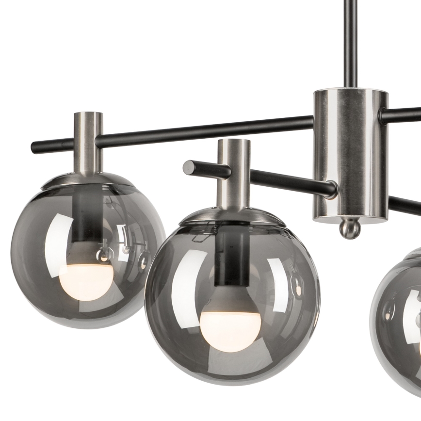 Chandelier on a pole LILOU 4xE14/5W/230V matte chrome/smoky