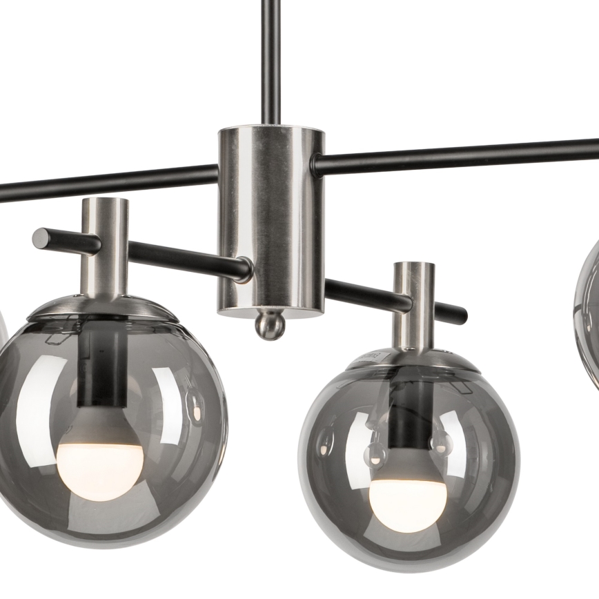 Chandelier on a pole LILOU 4xE14/5W/230V matte chrome/smoky