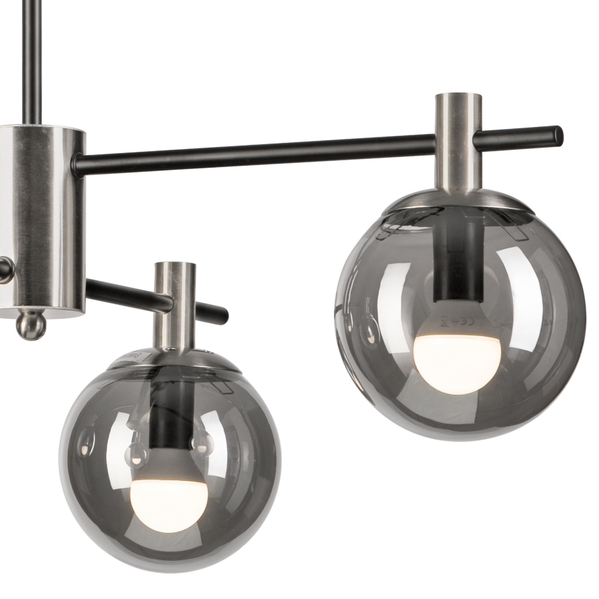 Chandelier on a pole LILOU 4xE14/5W/230V matte chrome/smoky