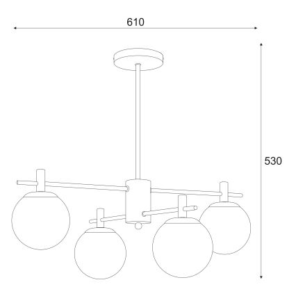 Chandelier on a pole LILOU 4xE14/5W/230V matte chrome/smoky