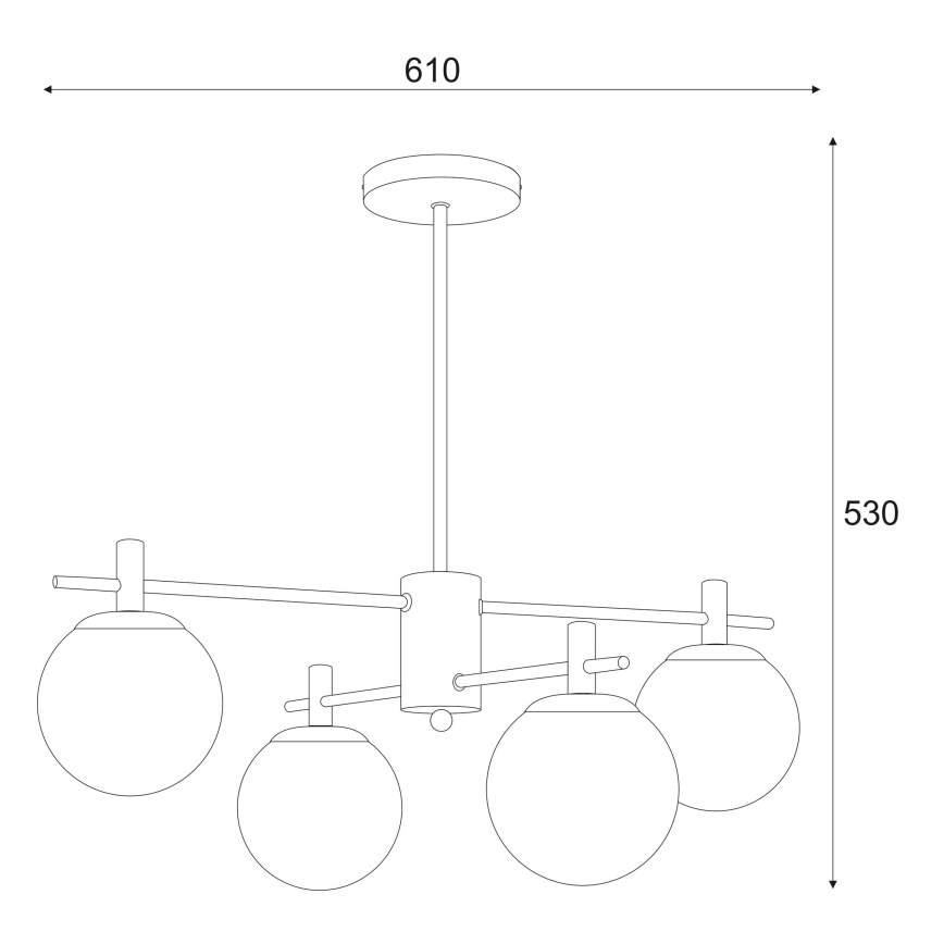 Chandelier on a pole LILOU 4xE14/5W/230V matte chrome/smoky