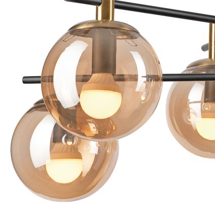 Chandelier on a pole LILOU 6xE14/5W/230V gold/black/smoky beige