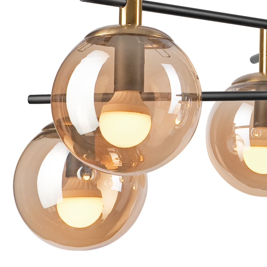 Chandelier on a pole LILOU 6xE14/5W/230V gold/black/smoky beige