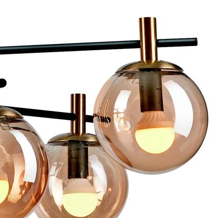 Chandelier on a pole LILOU 6xE14/5W/230V gold/black/smoky beige