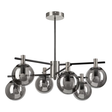Chandelier on a pole LILOU 6xE14/5W/230V matte chrome/smoky