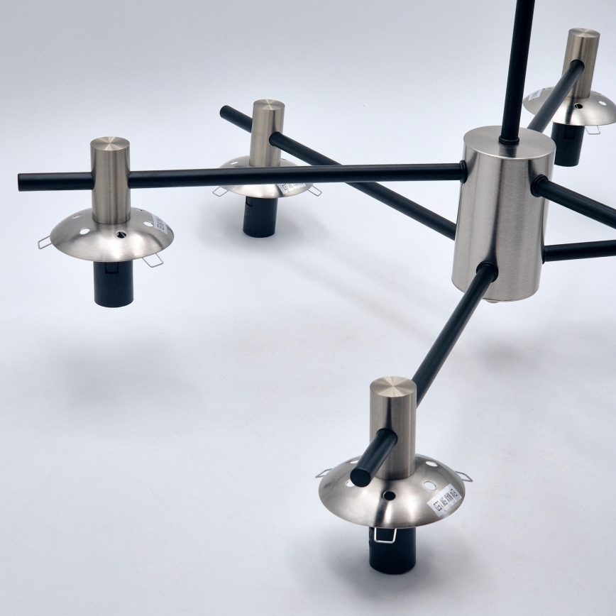 Chandelier on a pole LILOU 6xE14/5W/230V matte chrome/smoky