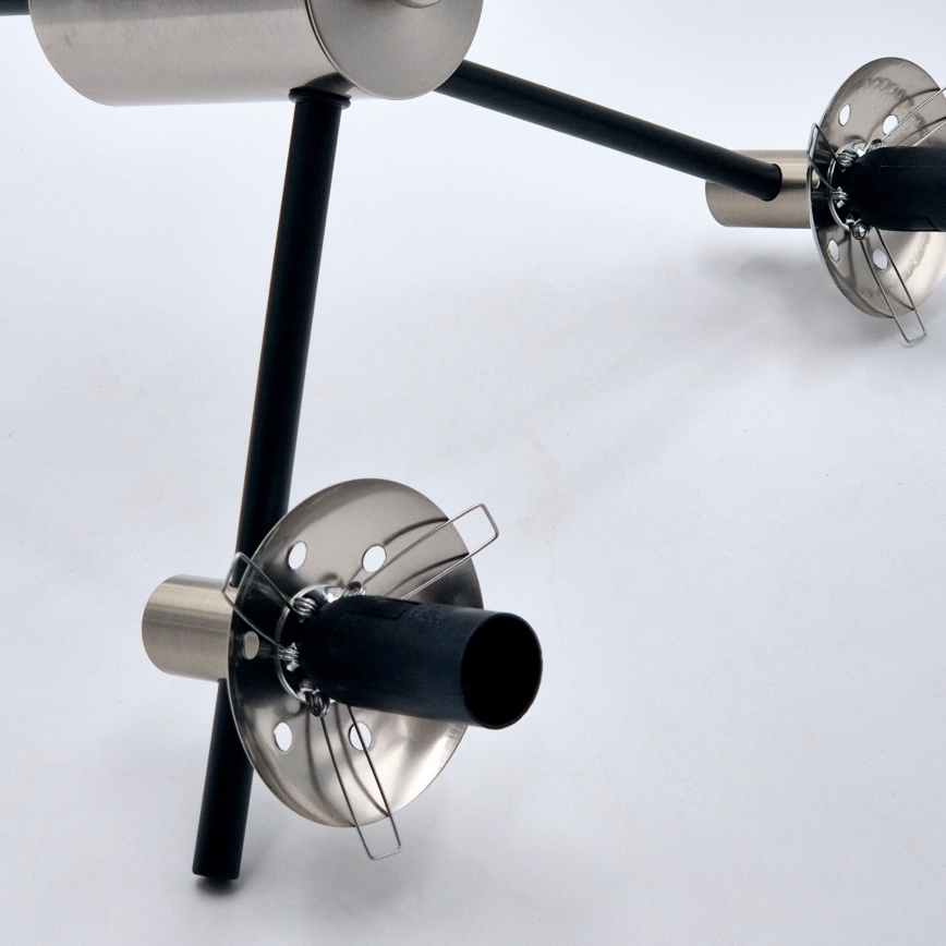 Chandelier on a pole LILOU 6xE14/5W/230V matte chrome/smoky