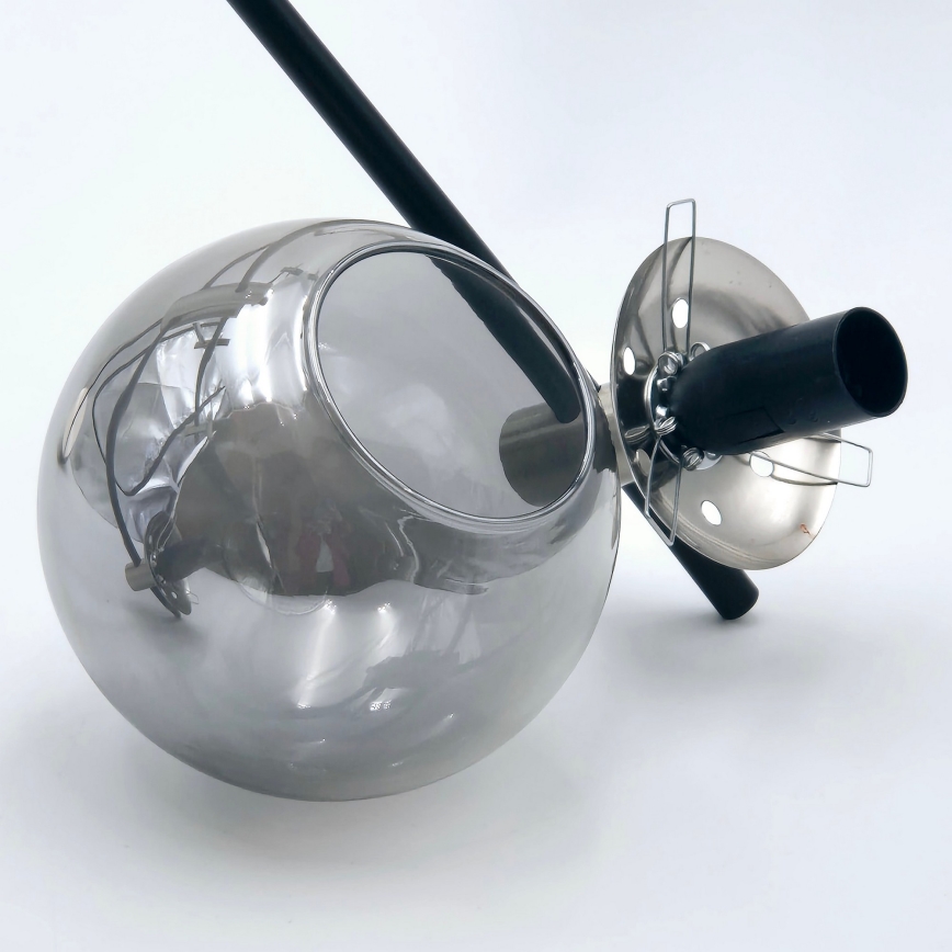Chandelier on a pole LILOU 6xE14/5W/230V matte chrome/smoky