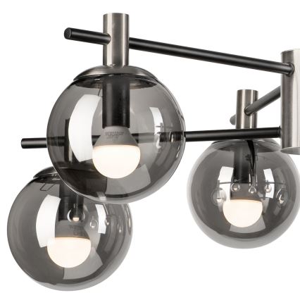 Chandelier on a pole LILOU 6xE14/5W/230V matte chrome/smoky