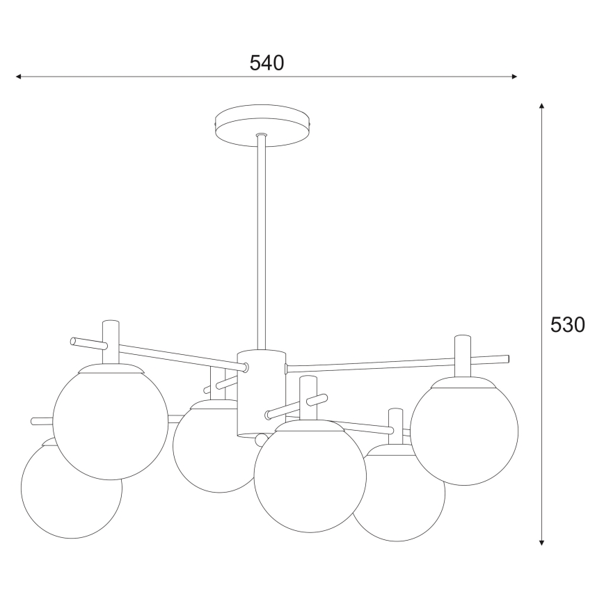 Chandelier on a pole LILOU 6xE14/5W/230V matte chrome/smoky