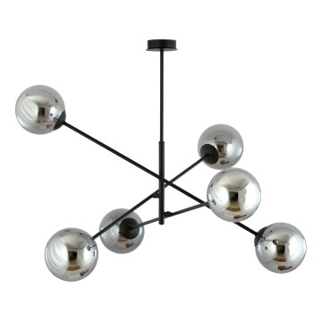 Chandelier on a pole LINEAR 6xE14/10W/230V black/grey