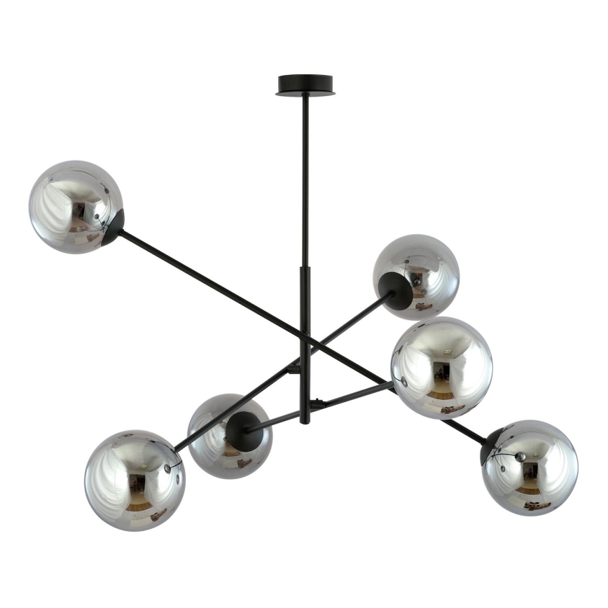 Chandelier on a pole LINEAR 6xE14/10W/230V black/grey