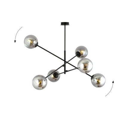 Chandelier on a pole LINEAR 6xE14/10W/230V black/grey