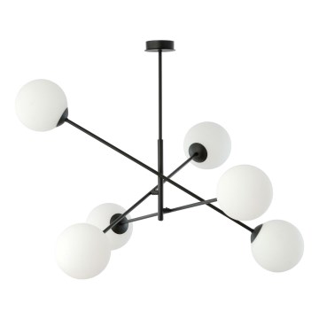 Chandelier on a pole LINEAR 6xE14/10W/230V black/white