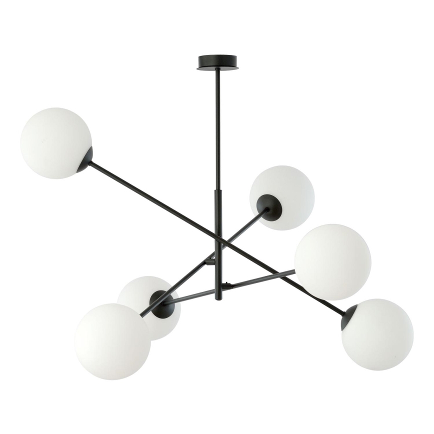 Chandelier on a pole LINEAR 6xE14/10W/230V black/white