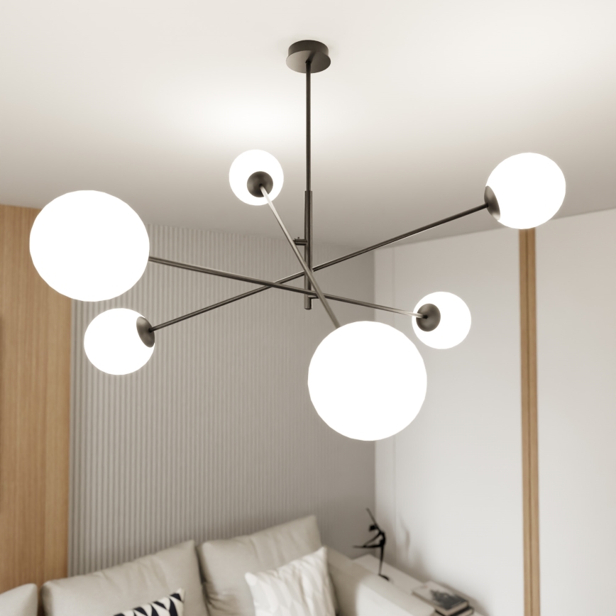 Chandelier on a pole LINEAR 6xE14/10W/230V black/white