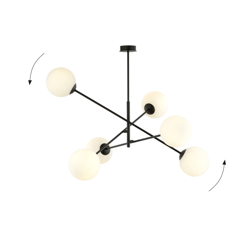 Chandelier on a pole LINEAR 6xE14/10W/230V black/white