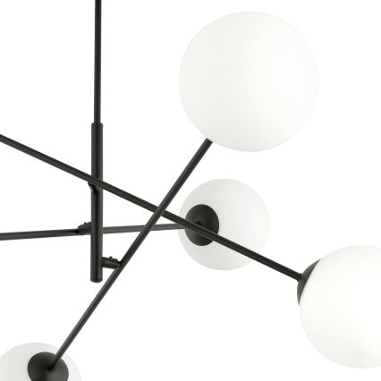 Chandelier on a pole LINEAR 6xE14/10W/230V black/white