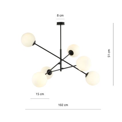 Chandelier on a pole LINEAR 6xE14/10W/230V black/white