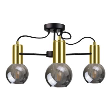 Chandelier on a pole LIVA 3xE27/60W/230V black/gold