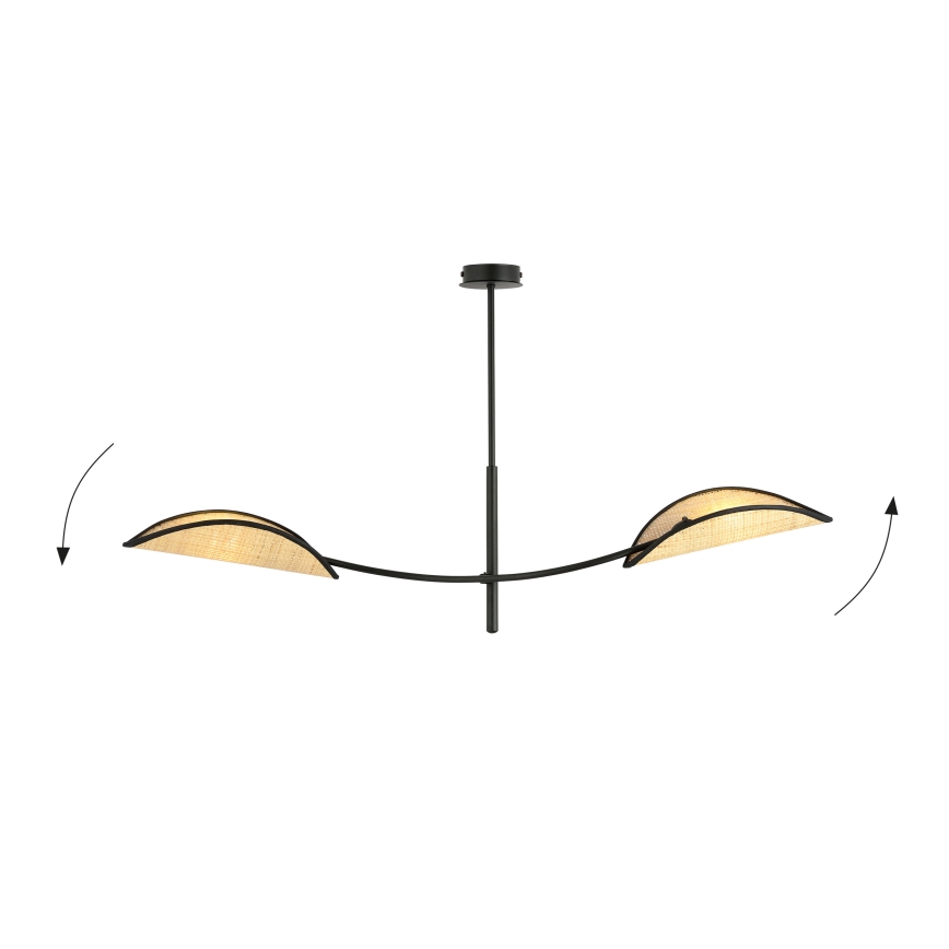 Chandelier on a pole LOTUS 2xE14/10W/230V black/beige