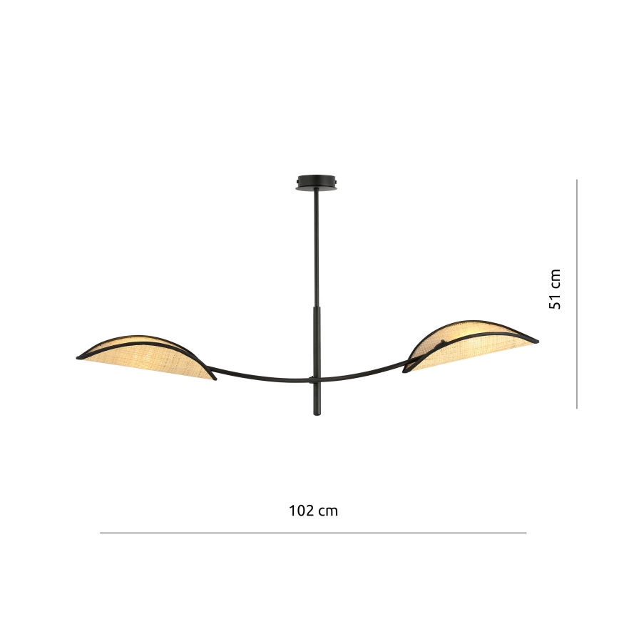 Chandelier on a pole LOTUS 2xE14/10W/230V black/beige