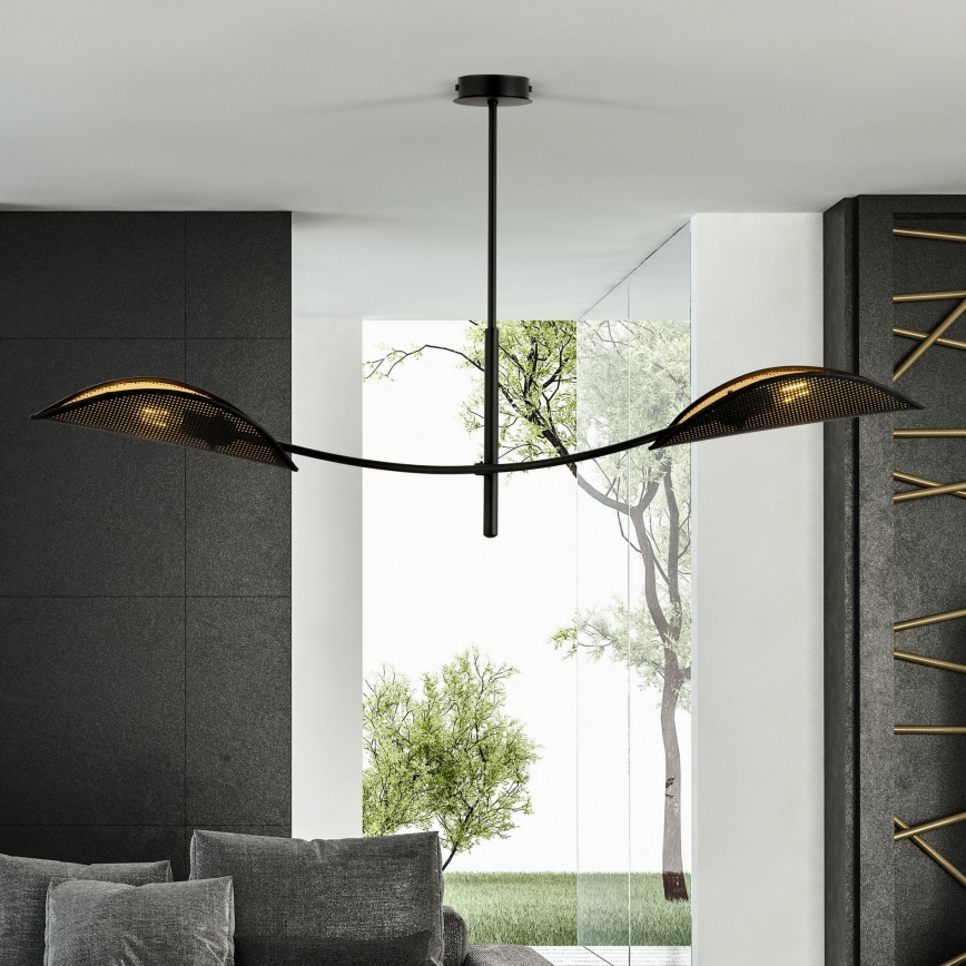 Chandelier on a pole LOTUS 2xE14/10W/230V black/gold