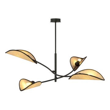 Chandelier on a pole LOTUS 4xE14/10W/230V black/beige
