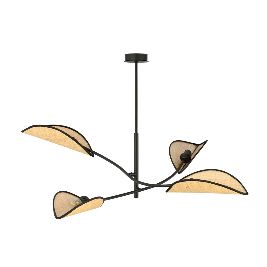 Chandelier on a pole LOTUS 4xE14/10W/230V black/beige