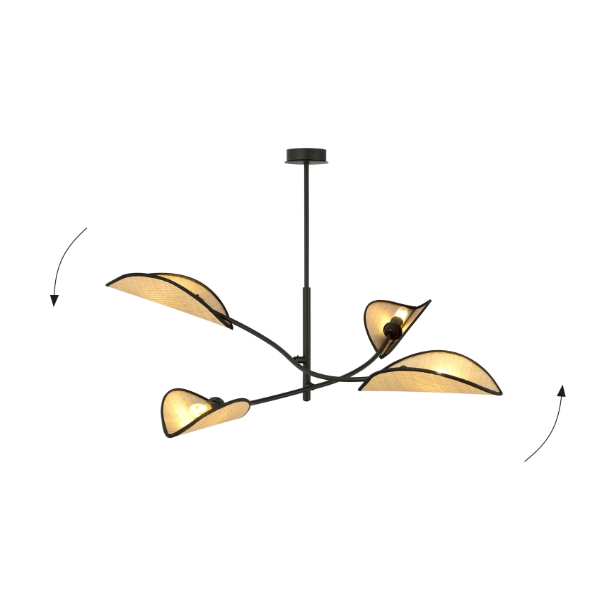 Chandelier on a pole LOTUS 4xE14/10W/230V black/beige