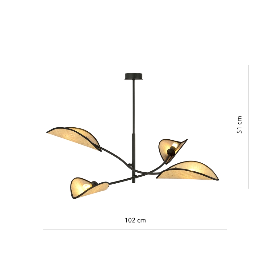 Chandelier on a pole LOTUS 4xE14/10W/230V black/beige