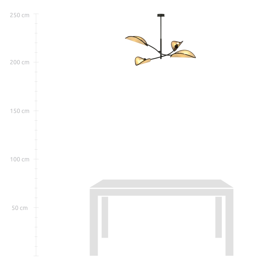 Chandelier on a pole LOTUS 4xE14/10W/230V black/beige