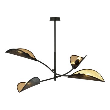 Chandelier on a pole LOTUS 4xE14/10W/230V black/gold
