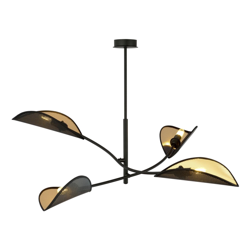 Chandelier on a pole LOTUS 4xE14/10W/230V black/gold