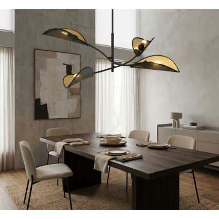 Chandelier on a pole LOTUS 4xE14/10W/230V black/gold