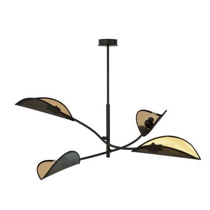 Chandelier on a pole LOTUS 4xE14/10W/230V black/gold
