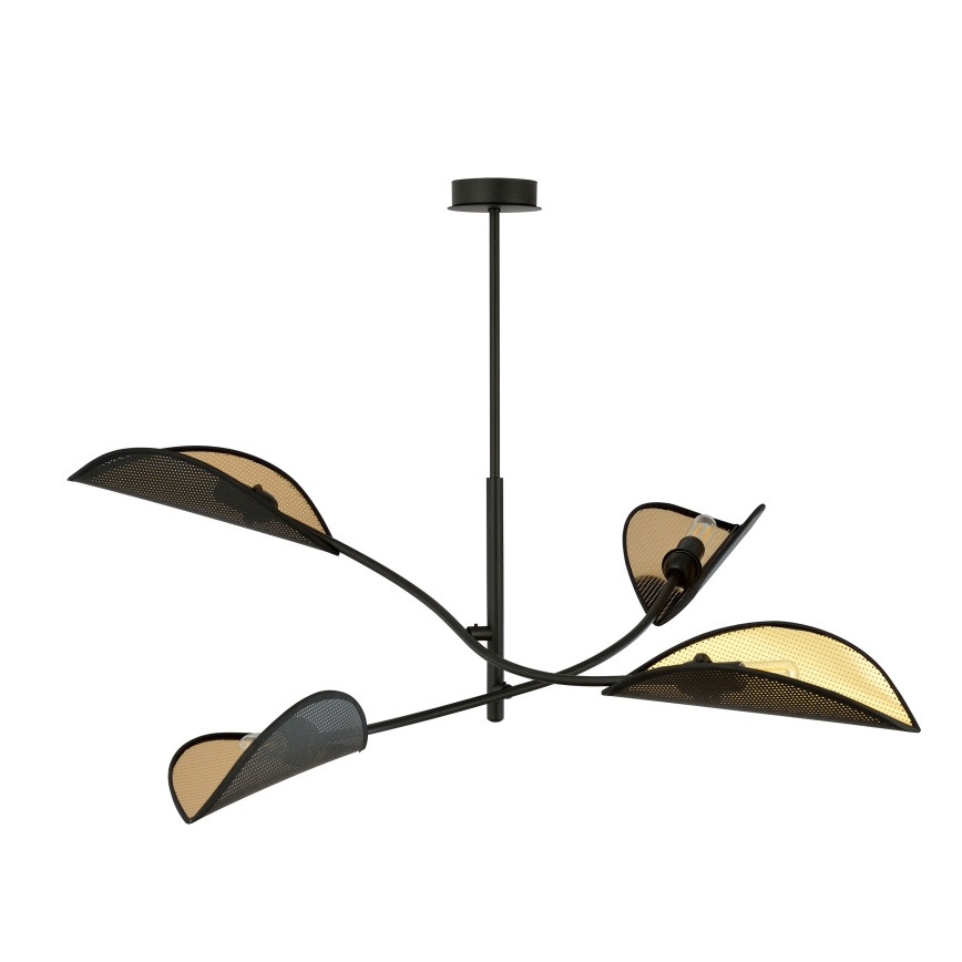 Chandelier on a pole LOTUS 4xE14/10W/230V black/gold