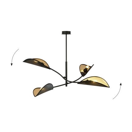 Chandelier on a pole LOTUS 4xE14/10W/230V black/gold
