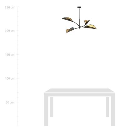 Chandelier on a pole LOTUS 4xE14/10W/230V black/gold