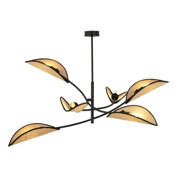 Chandelier on a pole LOTUS 6xE14/10W/230V black/beige