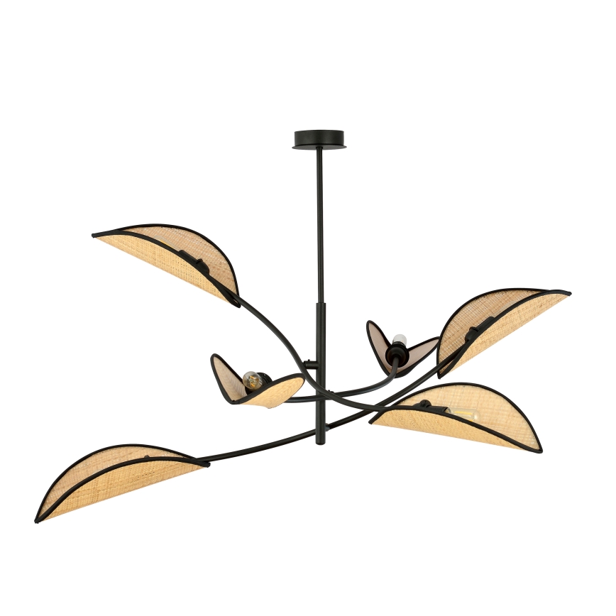 Chandelier on a pole LOTUS 6xE14/10W/230V black/beige